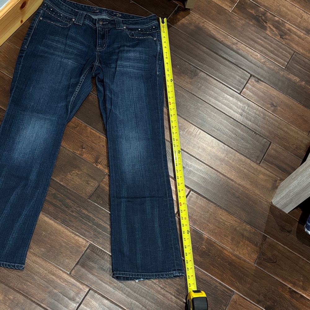 🫶🏼embellished Seven7 Women's Straight Leg Jeans - Dark Blue size 14 - Picture 5 of 11